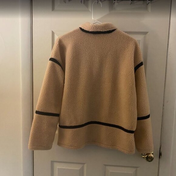 Tan Teddy jacket with Black detailing - Picture 2 of 3